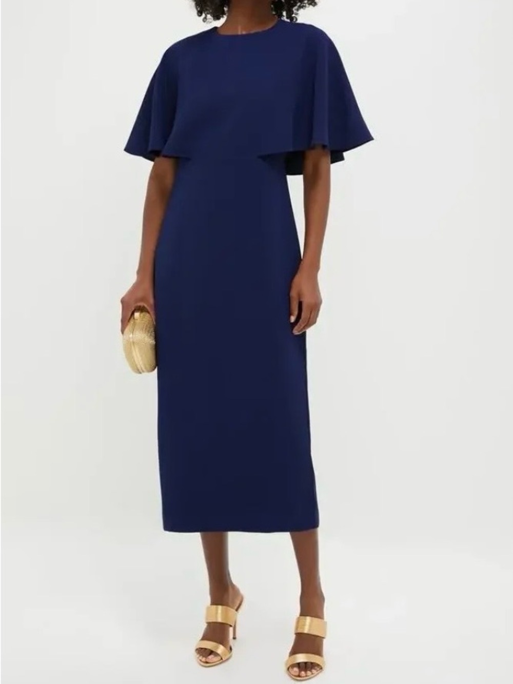 Pomander Place Navy Cape Overlay Midi Dress Size 12